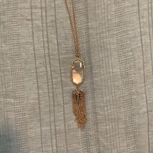 Rose Gold long pendant necklace with tassel from Kendra Scott.
